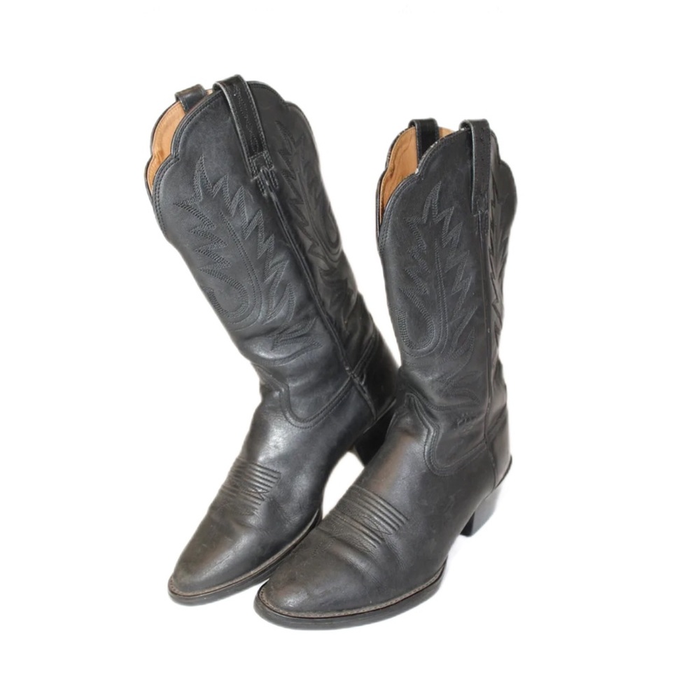 SOLD (NFS) Ariat Womens 6 C 36 Wide Black Leather Western Cowboy Boots 15701
